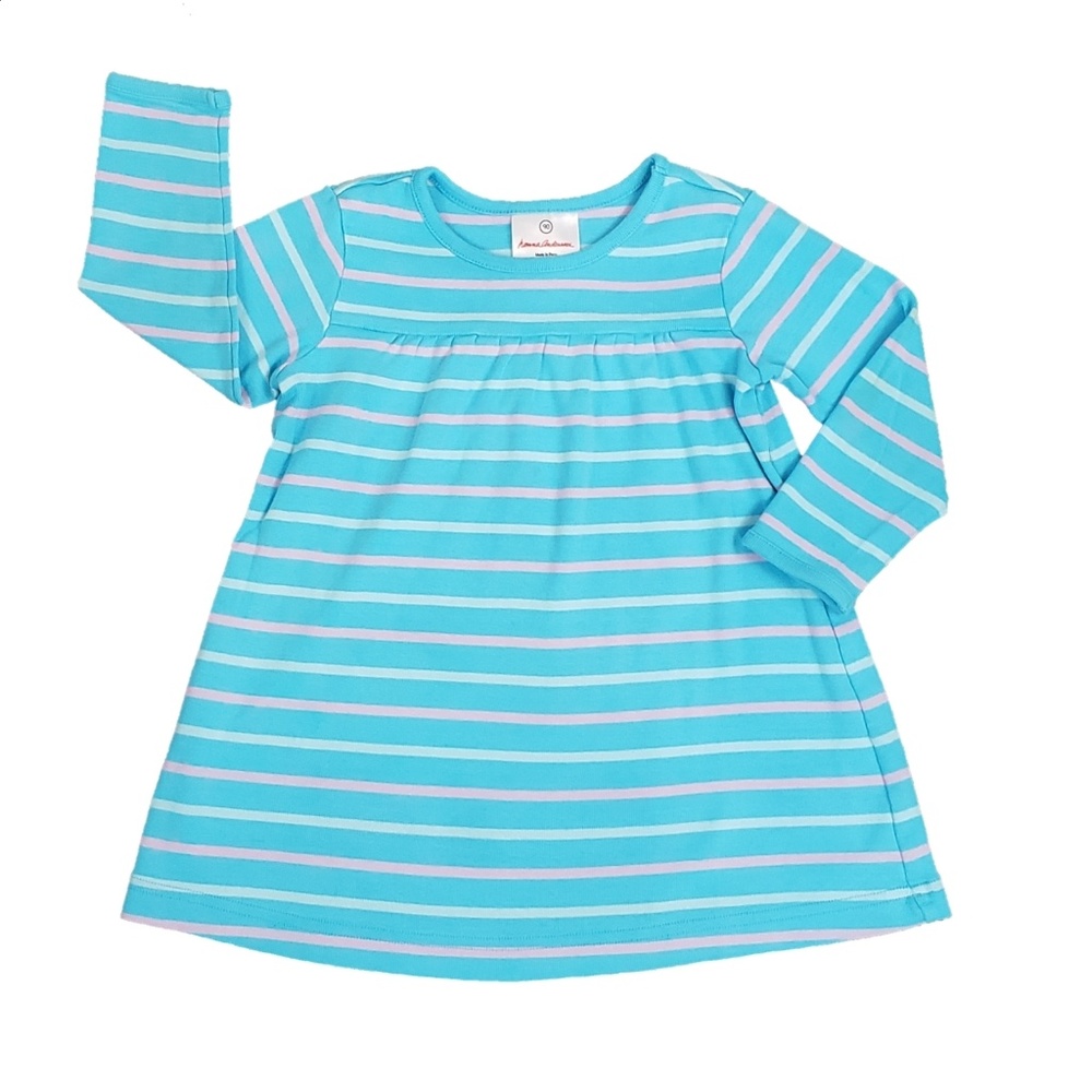 Hanna Andersson Play Dress Blue Pink Stripe 90 3T